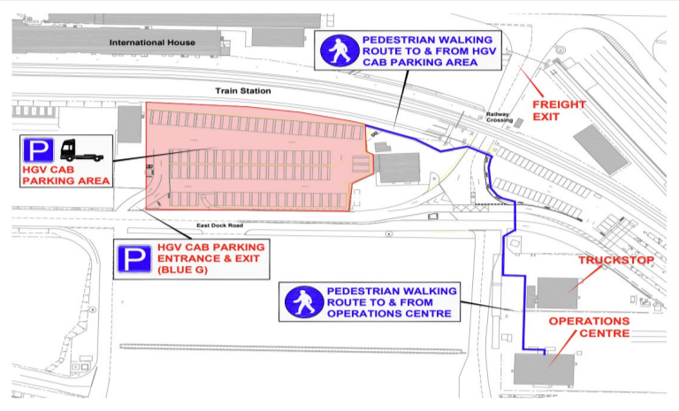 Harwich HGV cab parking notice