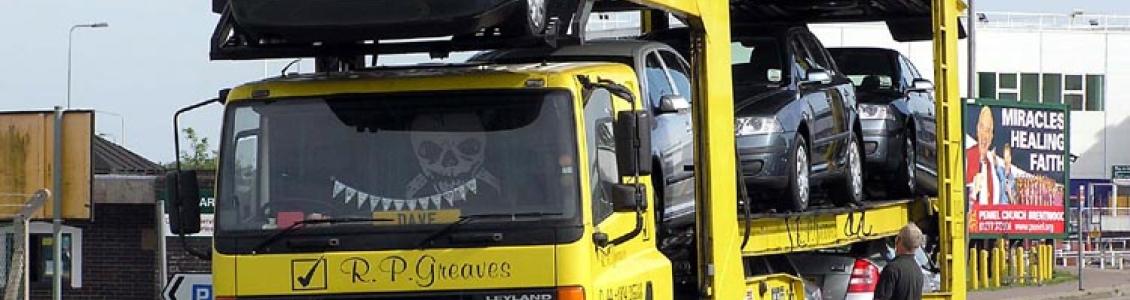 HGV transporting cars