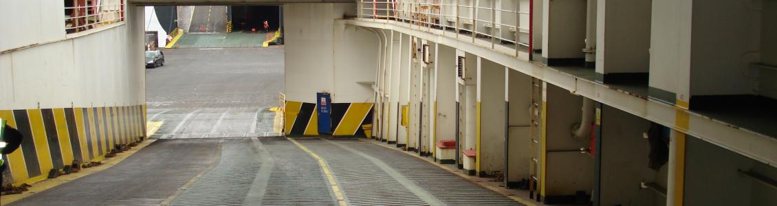 Deck of an empty freight ferry ready to depart